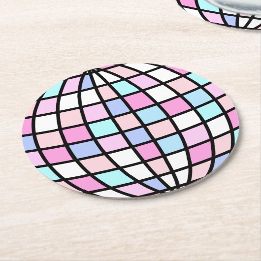 ネオングルービーディスコボール ラウンドペーパーコースター (アングル)