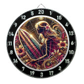 ネオングローとゴールデンサンセットサーファー ダーツボード (正面)