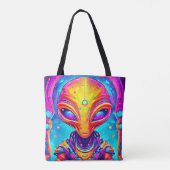 ネオングローと銀河のサイボーグエイリアン トートバッグ (裏面)