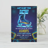 ネオングローアイススケートで滑る誕生日招待状 招待状 (スタンド正面)