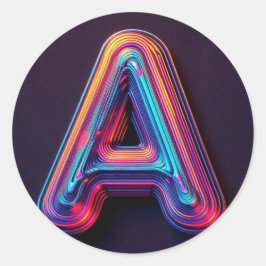 ネオングローアルファベットシール鮮やか- Letter A 3D ラウンドシール