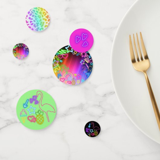 ネオングローインザダークレインボーチータプリント コンフェッティ (グループ)