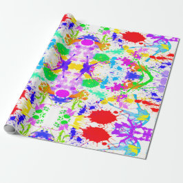 ネオングローインザダーク絵を描(ばちゃばちゃ)跳ねる ラッピングペーパー