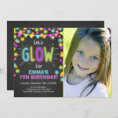 ネオングローインザダーク誕生日招待 招待状 (正面/裏面)