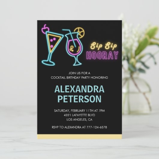 ネオングローカクテル62歳の誕生日 招待状 (スタンド正面)