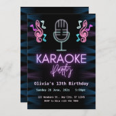 ネオングローカラオケバースデーパーティー 招待状 (正面/裏面)