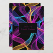 ネオングローカラフルリボン 招待状 (正面/裏面)