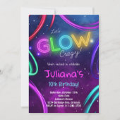 ネオングローガールズバースデーパーティー招待状 招待状 (正面)