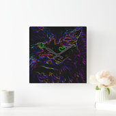 ネオングローキャット スクエア壁時計 (ホーム)