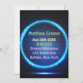 ネオングローゲームSweet sixteen誕生日パーティー 招待状 (裏面)