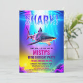 ネオングローシャーク誕生日招待状 招待状 (スタンド正面)