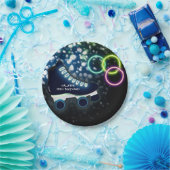 ネオングロースケートブルーバースデーパーティースケートで滑る ペーパープレート (パーティー)