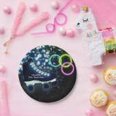 ネオングロースケートブルーバースデーパーティースケートで滑る ペーパープレート (パーティー)