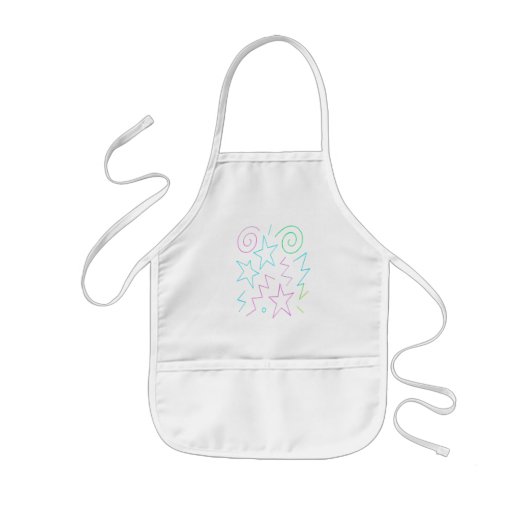 ネオングロースターと渦巻きパターン 子供用エプロン (正面)