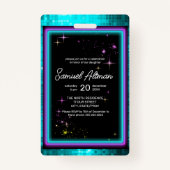 ネオングロースティックバー（ユダヤ教の）バル・ミツバーID991 バッジ (裏面)