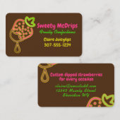 ネオングローチョコレートでイチゴの果実を覆う 名刺 (正面/裏面)