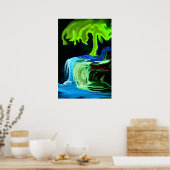 ネオングローツリーと滝の抽象芸術 ポスター (キッチン)