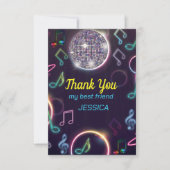 ネオングローディスコダンスバースデーパーティー サンキューカード (正面)