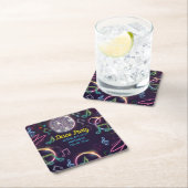 ネオングローディスコダンスバースデーパーティー スクエアペーパーコースター (インサイチュ)