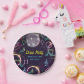 ネオングローディスコダンスバースデーパーティー ペーパープレート (パーティー)