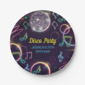 ネオングローディスコダンスバースデーパーティー ペーパープレート (正面)