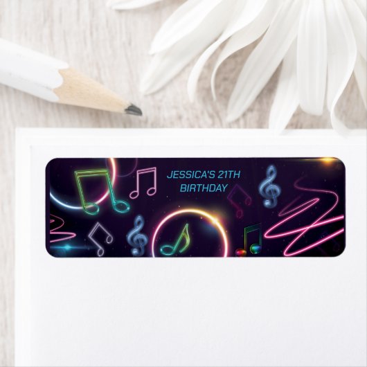 ネオングローディスコダンスバースデーパーティー ラベル (インサイチュ)