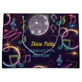 ネオングローディスコダンスバースデーパーティー ラージペーパーバッグ (正面)