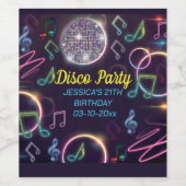 ネオングローディスコダンスバースデーパーティー ワインラベル (シングルラベル)