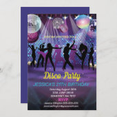 ネオングローディスコダンスバースデーパーティー 招待状 (正面/裏面)