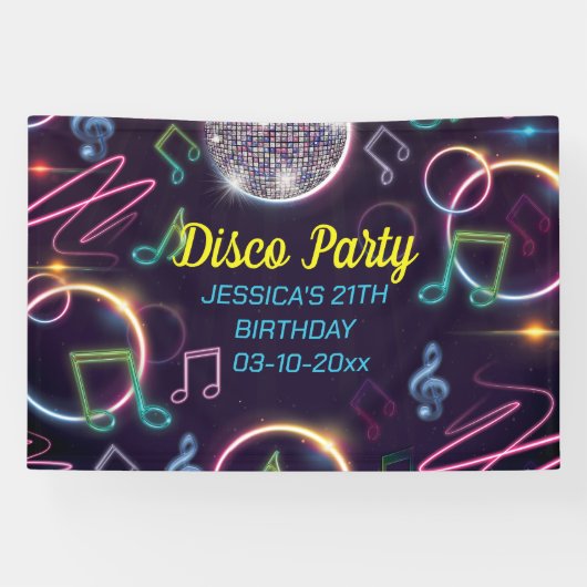 ネオングローディスコダンスバースデーパーティー 横断幕 (横)