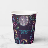 ネオングローディスコダンスバースデーパーティー 紙コップ (裏面)