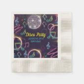 ネオングローディスコダンスバースデーパーティー 縁ありカクテルナプキン (正面)