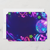ネオングローディスコダンスパーティー誕生日写真 招待状 (裏面)