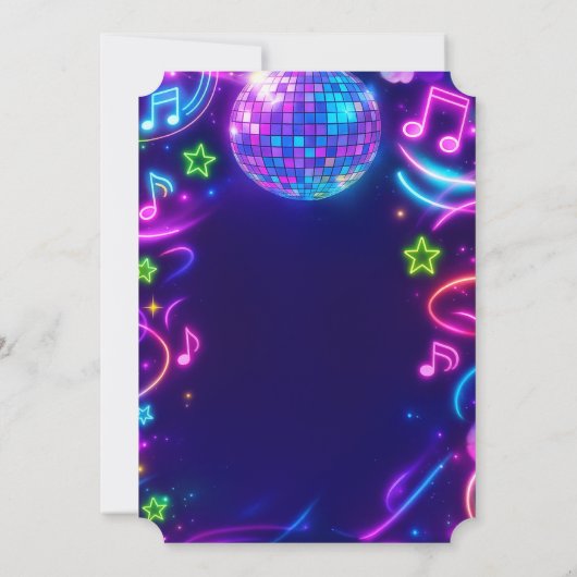 ネオングローディスコダンスパーティー誕生日 招待状 (裏面)