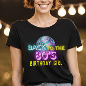 ネオングローディスコボール戻る80年代のレトロパーティー Tシャツ