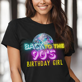 ネオングローディスコボール戻る90年代のレトロパーティー Tシャツ