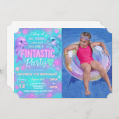 ネオングロードルフィンバースデーパーティフォト招待状 招待状 (正面/裏面)