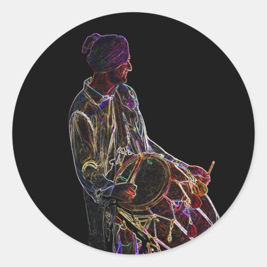 ネオングロードールのドラマーのシール ラウンドシール (正面)