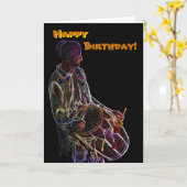 ネオングロードールドラマー誕生日カード カード (黄色い花)