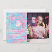 ネオングローハイファイブバースデーパーティーの写真 招待状 (正面)