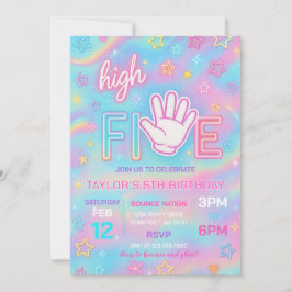ネオングローハイファイブバースデーパーティーへの招待 招待状