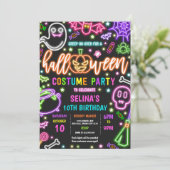 ネオングローハロウィンコスチュームパーティー誕生日 招待状 (スタンド正面)
