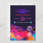 ネオングローバースデーパーティーへの招待 招待状 (正面)