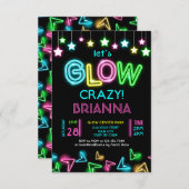 ネオングローパーティーの誕生日の招待–10 招待状 (正面/裏面)