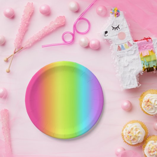 ネオングローパーティーレインボースペクトルグラデーション紙プレート ペーパープレート (パーティー)