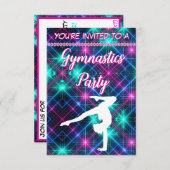 ネオングローパーティー体操誕生日 招待状 (正面/裏面)
