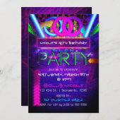 ネオングローパーティー誕生日クラブイベント招待状 招待状 (正面/裏面)