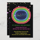 ネオングローパーティー | 子供の誕生日パーティー星 招待状 (正面/裏面)