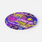 ネオングローパープルガールのボーリング誕生日パーティー ペーパープレート (アングル)