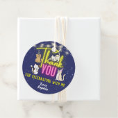 ネオングローピンク黄色かわいい猫たちパーティーありがとう フェイバータグ (インサイチュ)